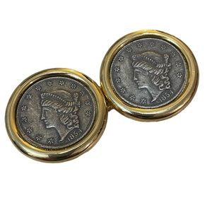 Vintage Douglas Paquette Liberty Head 1854 Coin Belt Buckle with Belt